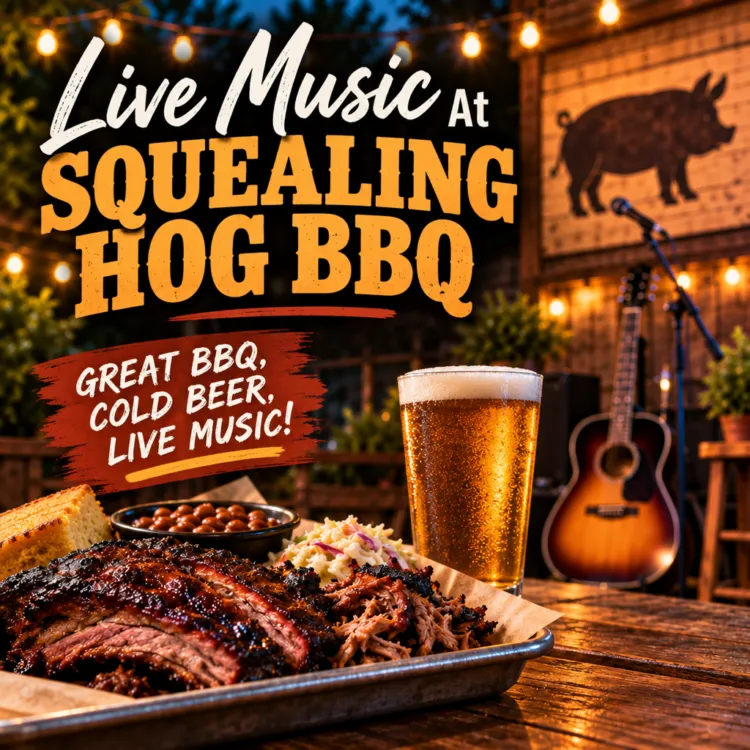 Poster for Live Music At Squealing Hog BBQ