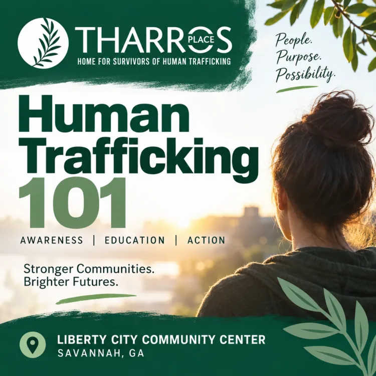 Poster for Tharros Place Human Trafficking 101