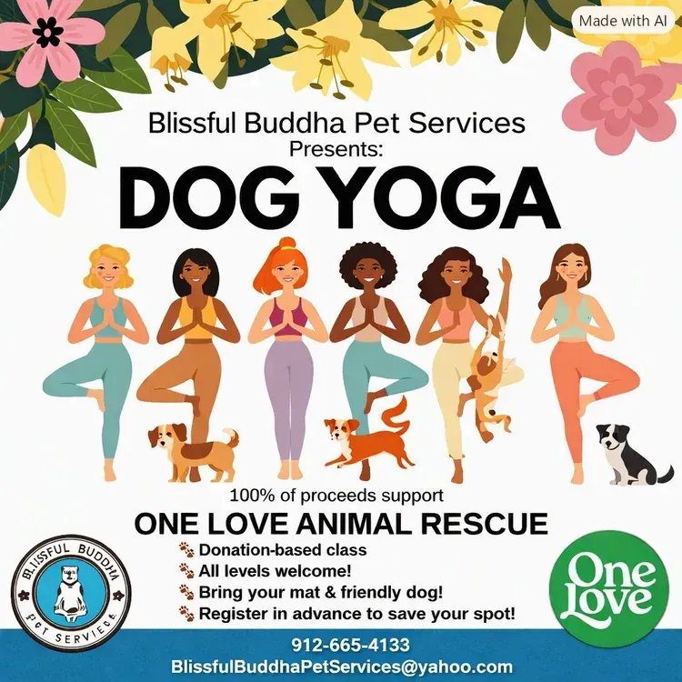 Poster for Dog Yoga Class To Benefit One Love Animal Rescue